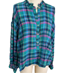 Anthropologie Pilcro Plaid Popover Top Size Extra Large